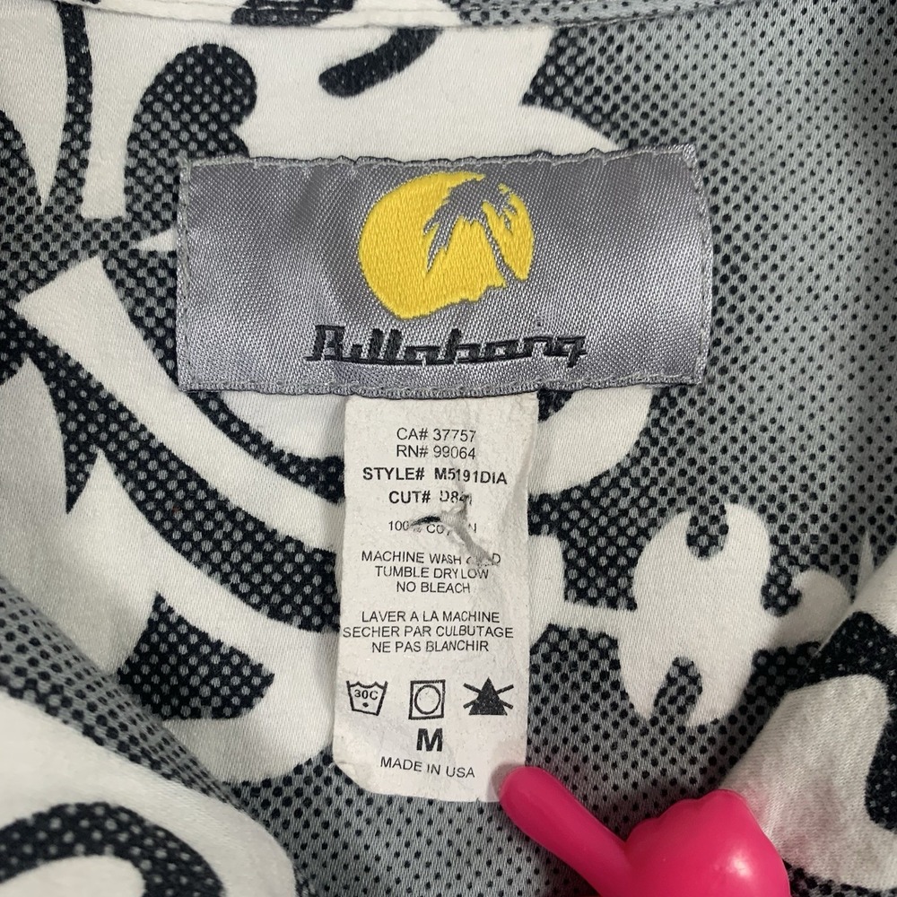 Vintage Billabong Hawaiian Shirt Medium Gray Surf Floral Made In USA - Picture 16 of 16